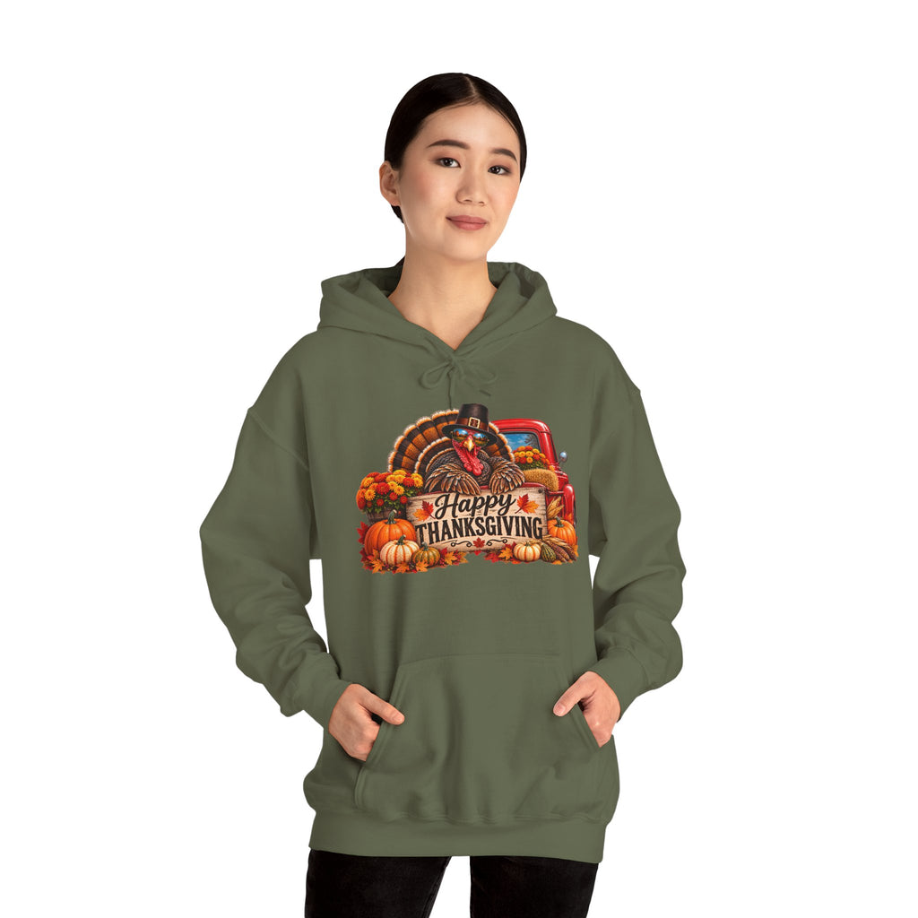 Thanksgiving Vintage Truck Hoodie – Happy Thanksgiving Fall Harvest Sweatshirt