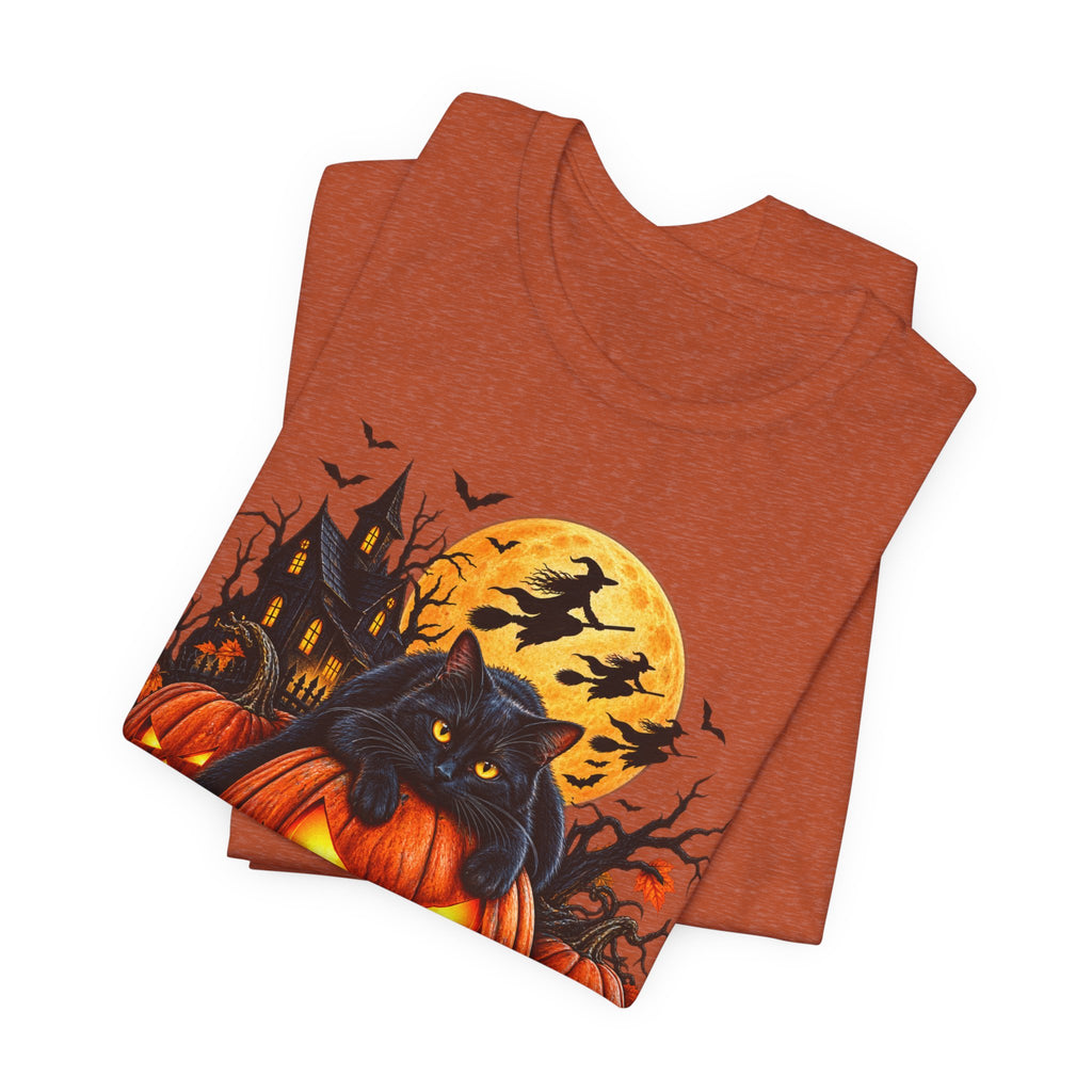 Trick or Treat Jack-O'-Lanterns Pumpkin Cat T-Shirt | Halloween Tee, Spooky Haunted Moon