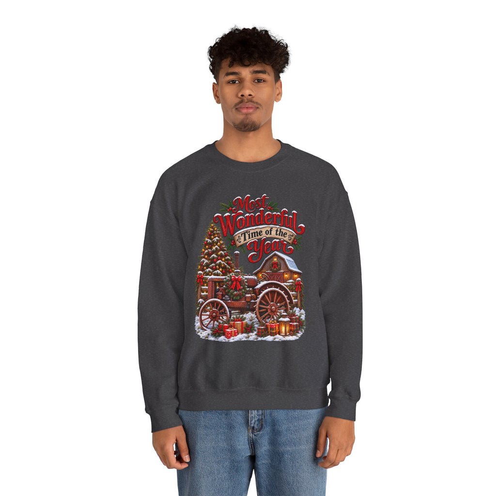 Most Wonderful Time of the Year Sweatshirt | Christmas Vintage Wagon Tree Design