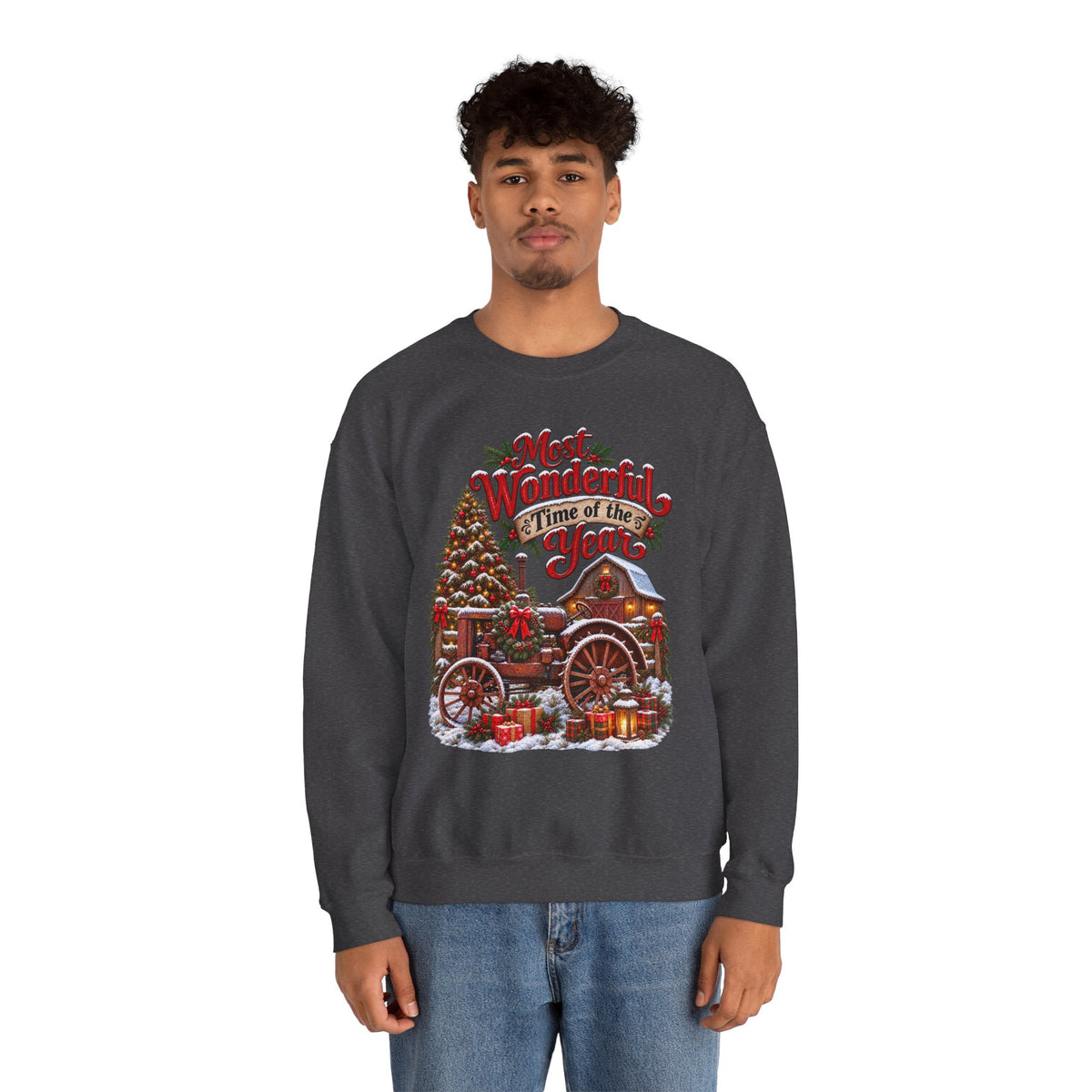 Most Wonderful Time of the Year Sweatshirt | Christmas Vintage Wagon Tree Design