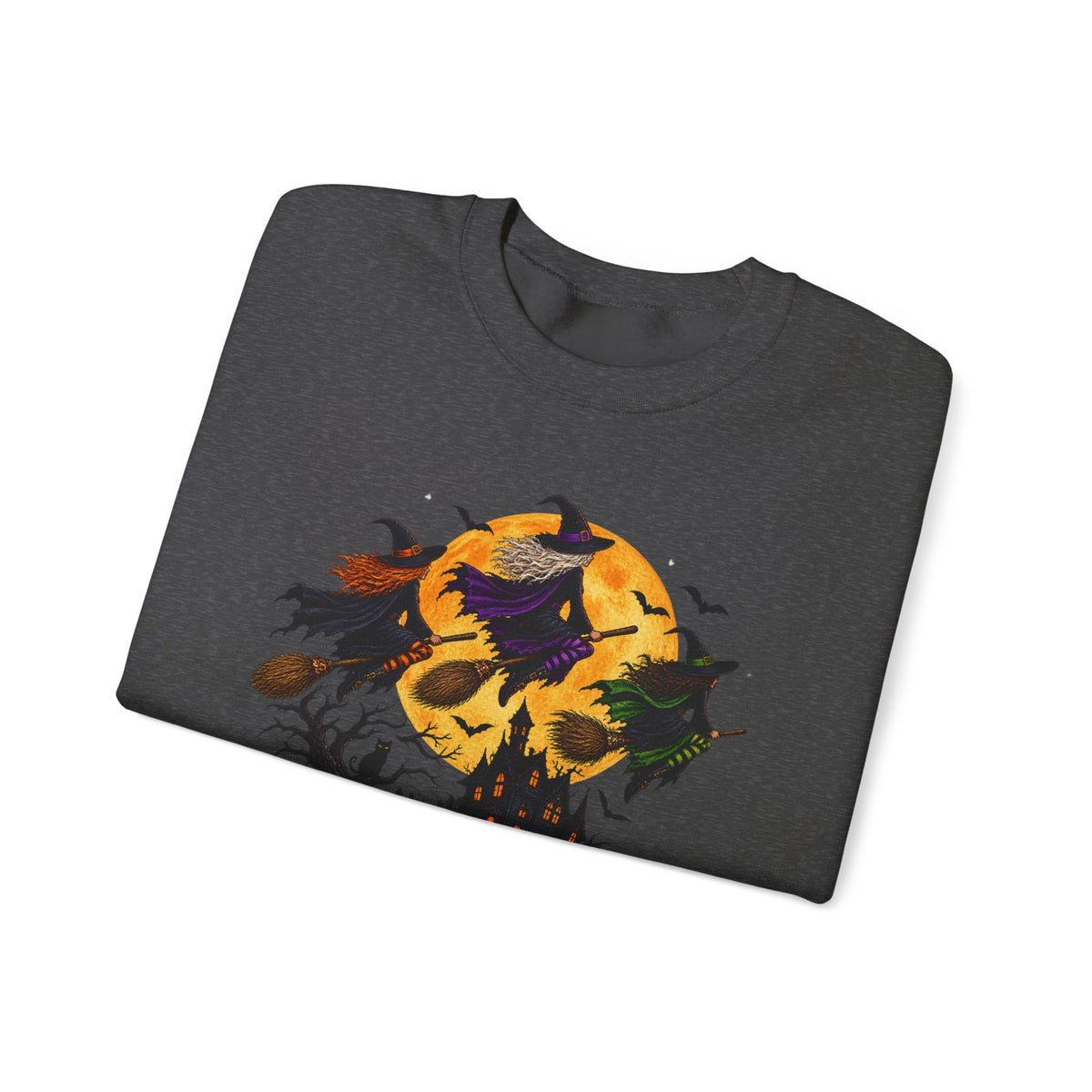 Witching You a Happy Halloween Crewneck Sweatshirt | Halloween Skull Moon Design