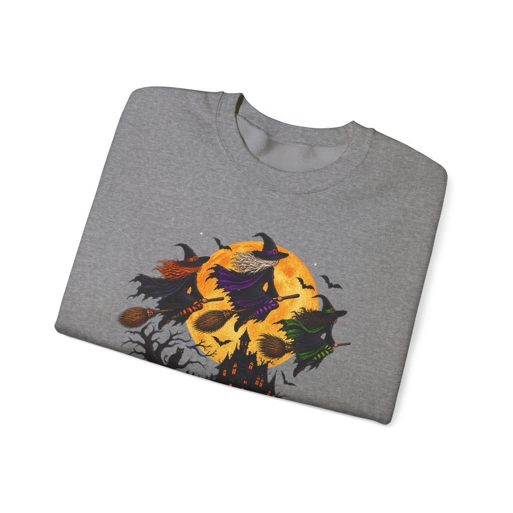 Witching You a Happy Halloween Crewneck Sweatshirt | Halloween Skull Moon Design