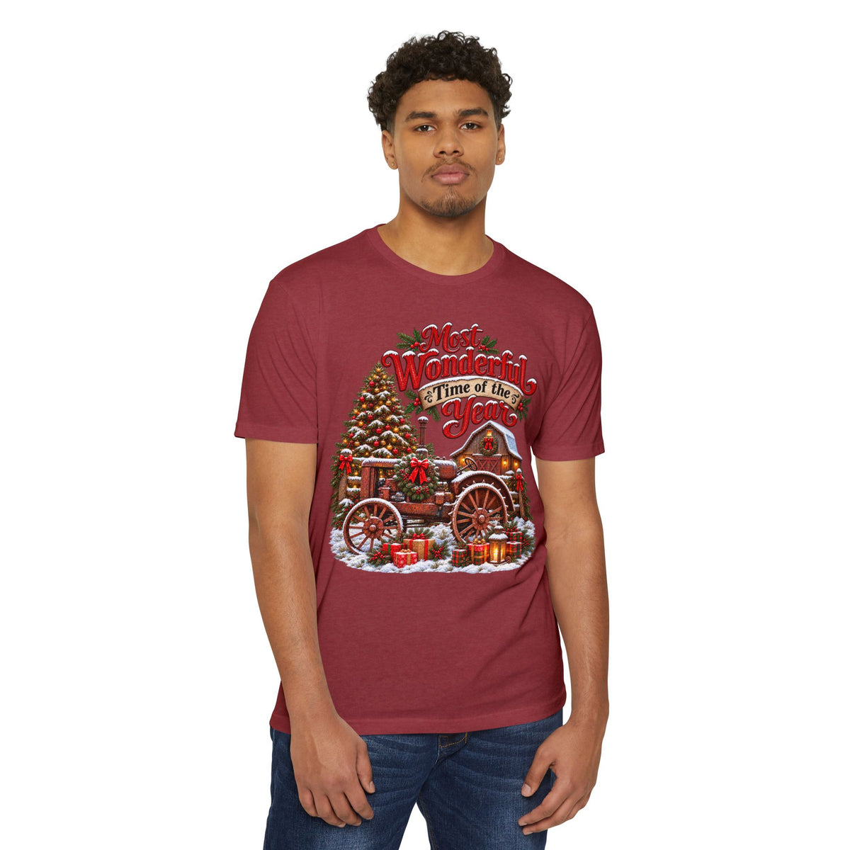 Most Wonderful Time of the Year Christmas T-Shirt | Vintage Holiday Wagon Design