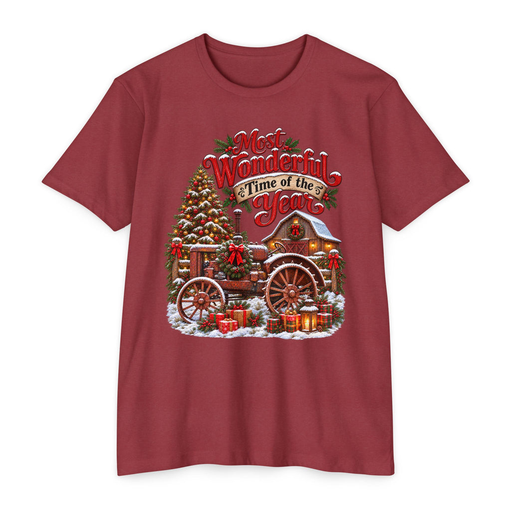 Most Wonderful Time of the Year Christmas T-Shirt | Vintage Holiday Wagon Design