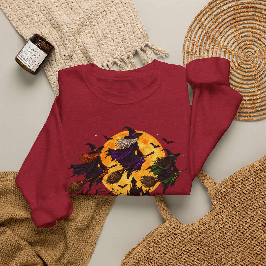Witching You a Happy Halloween Crewneck Sweatshirt | Halloween Skull Moon Design