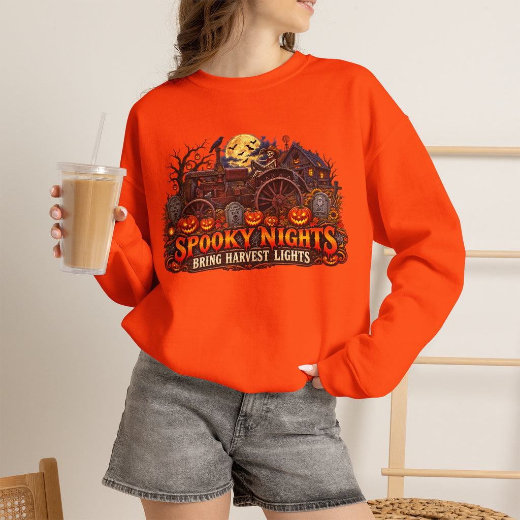 Spooky Nights Harvest Lights sweatshirt | Halloween pumpkin moon crewneck