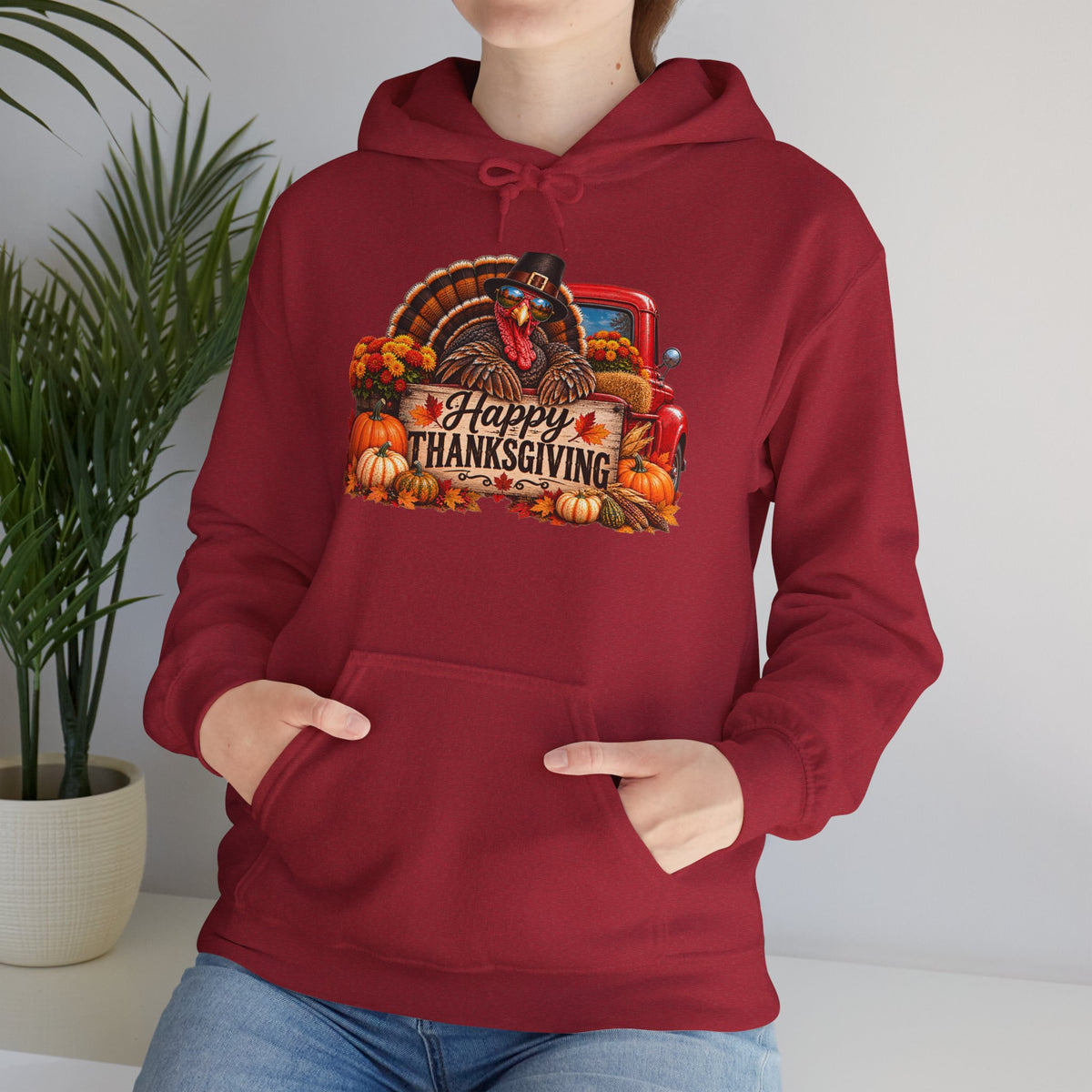 Thanksgiving Vintage Truck Hoodie – Happy Thanksgiving Fall Harvest Sweatshirt