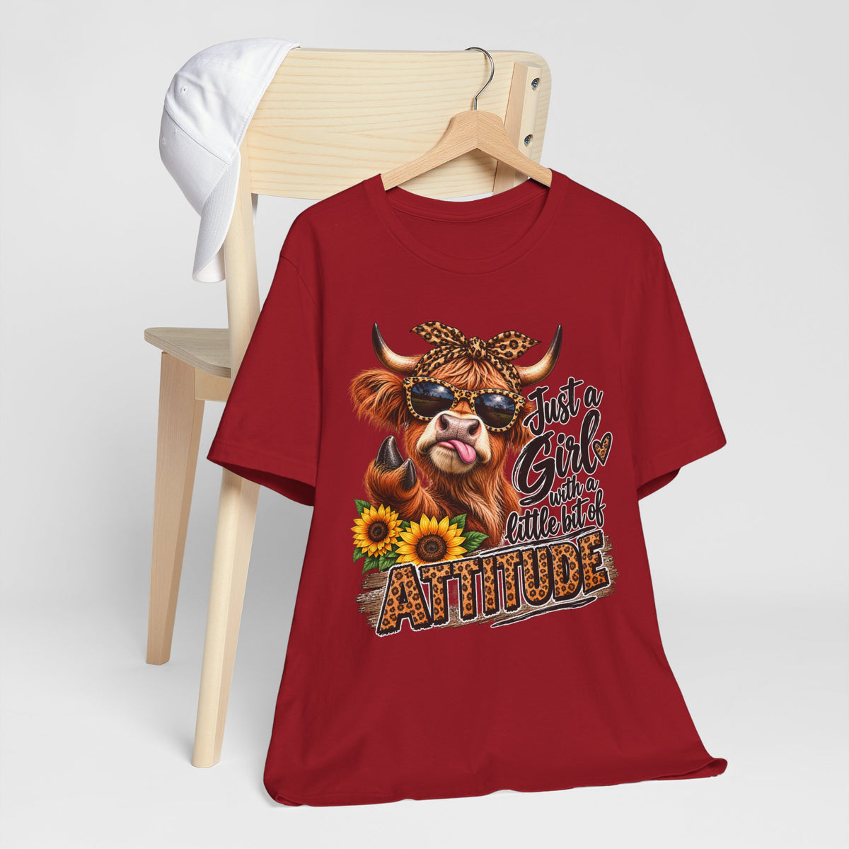Girl With Attitude Cow Graphic Tee – "Just a Girl with a Little Bit of Attitude" Sunflower Shirt