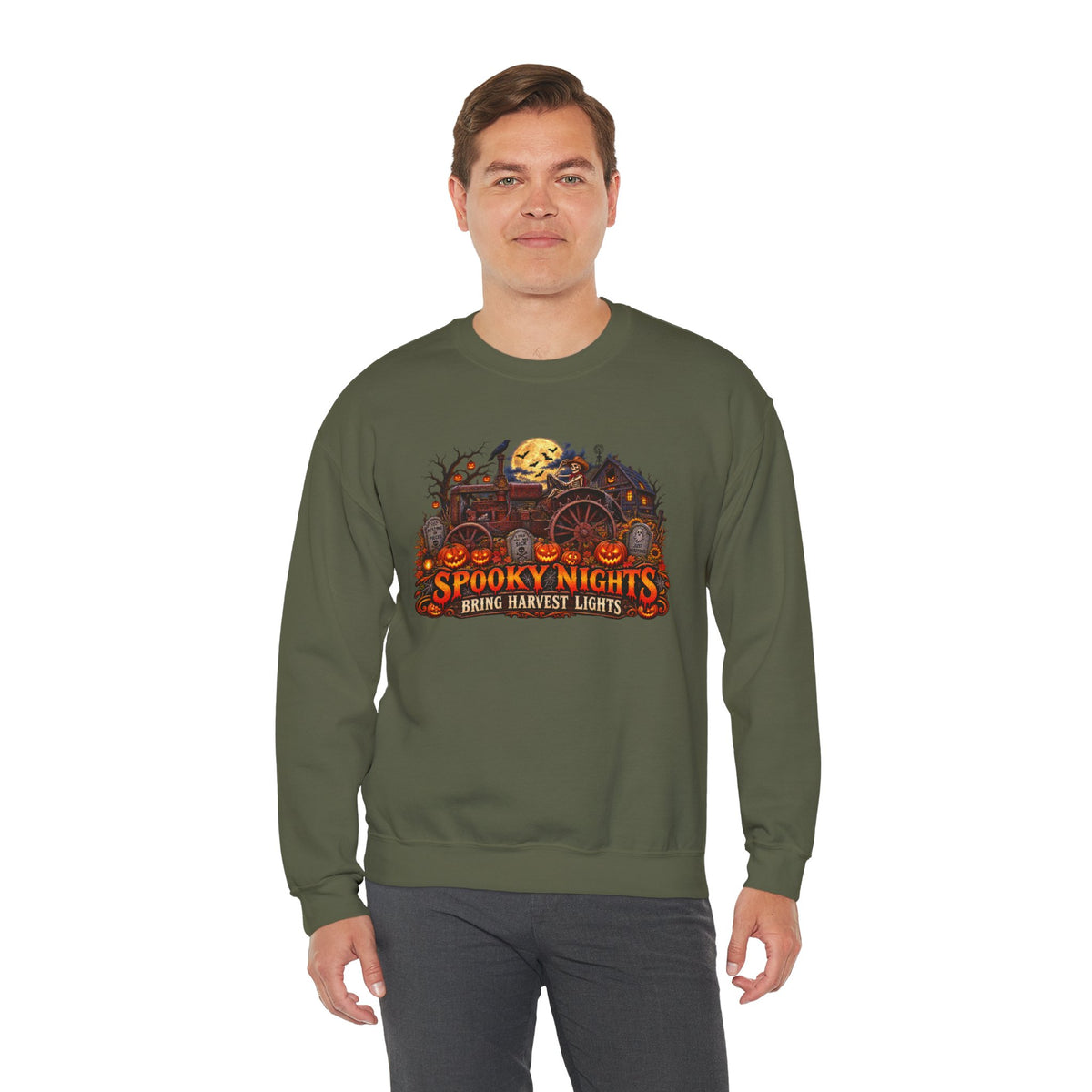 Spooky Nights Harvest Lights sweatshirt | Halloween pumpkin moon crewneck