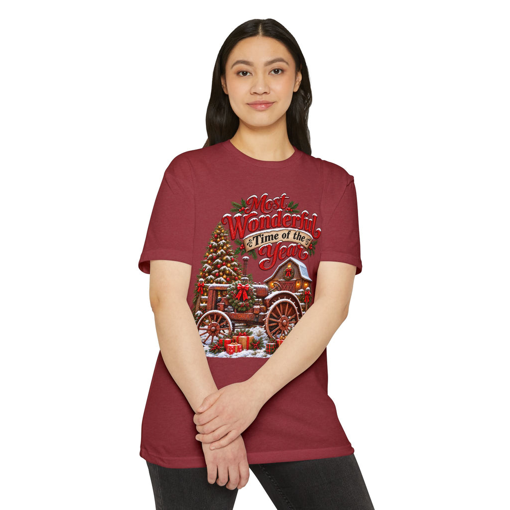 Most Wonderful Time of the Year Christmas T-Shirt | Vintage Holiday Wagon Design