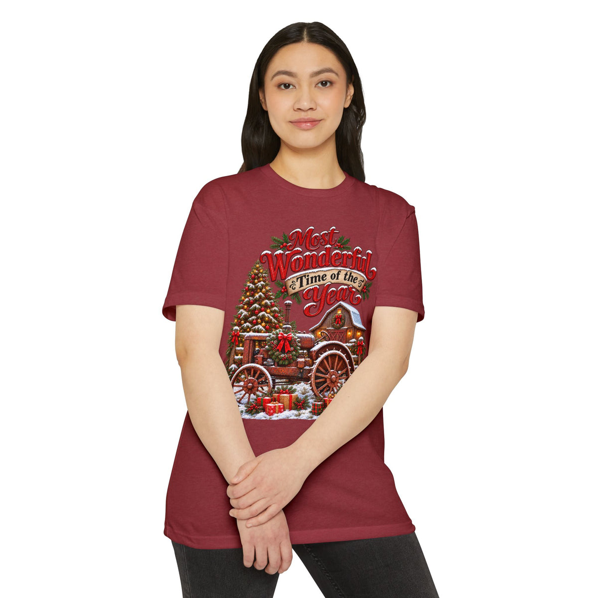 Most Wonderful Time of the Year Christmas T-Shirt | Vintage Holiday Wagon Design