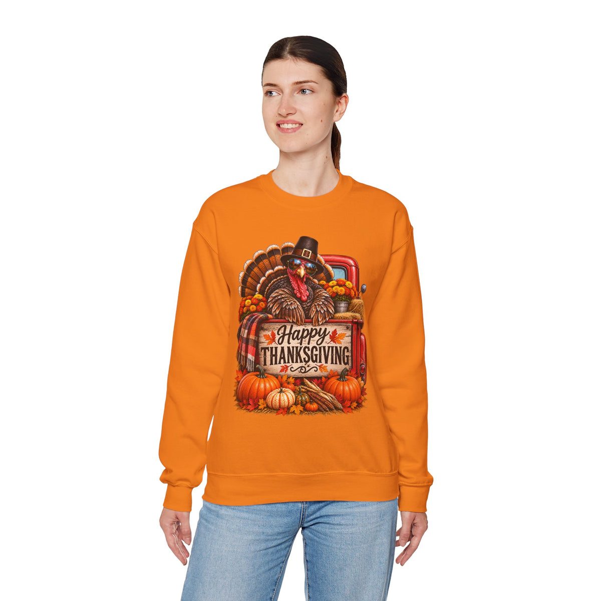 Happy Thanksgiving Turkey Sweatshirt — Fall Pumpkin Harvest Crewneck