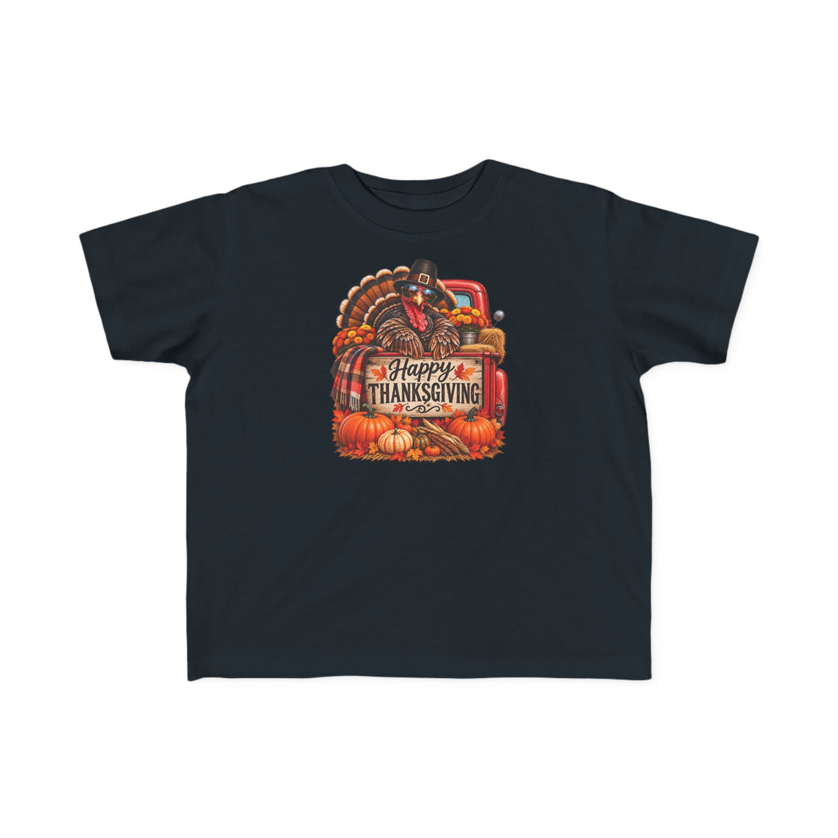 Toddler T-Shirt — 'Happy Thanksgiving' Turkey Truck Design
