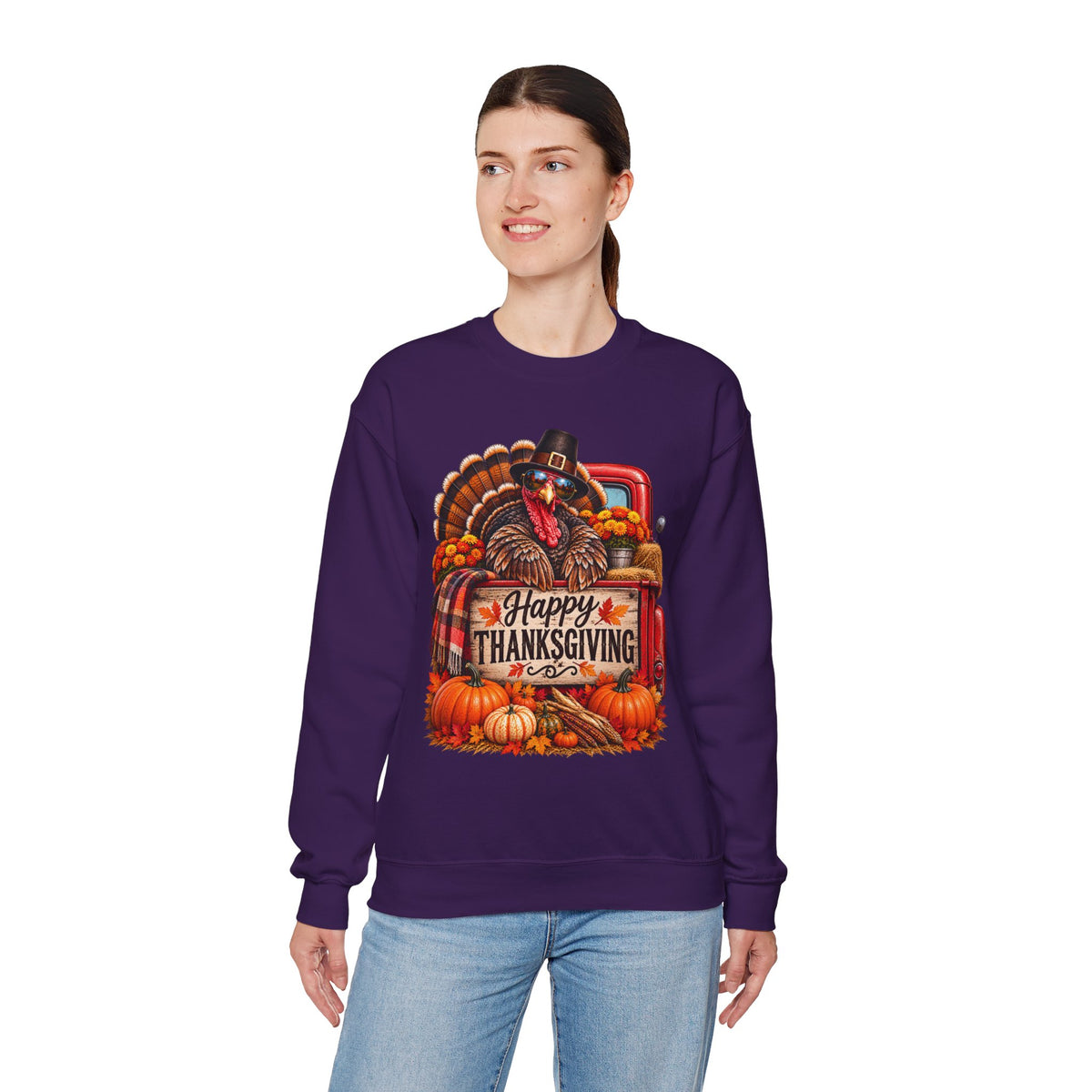 Happy Thanksgiving Turkey Sweatshirt — Fall Pumpkin Harvest Crewneck