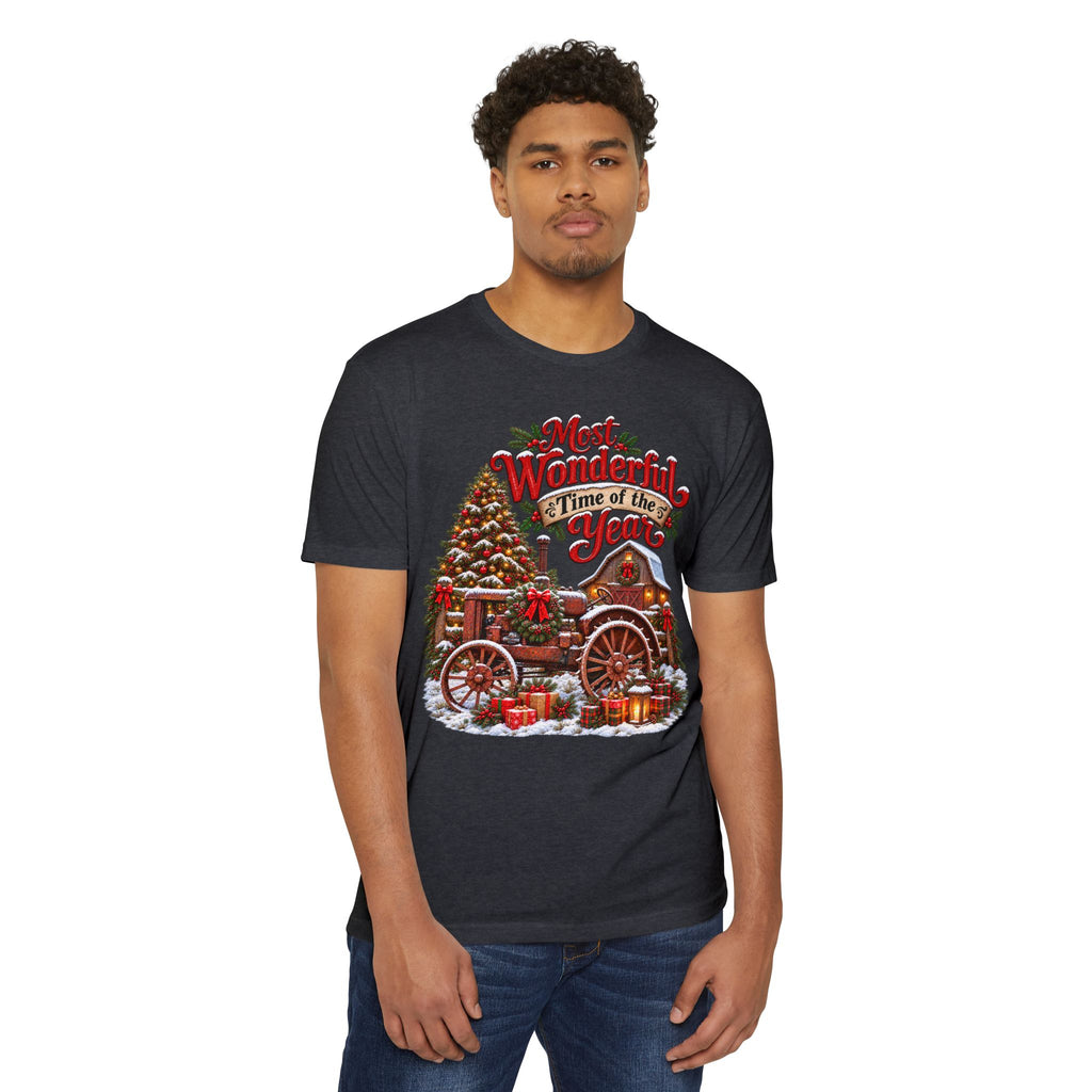 Most Wonderful Time of the Year Christmas T-Shirt | Vintage Holiday Wagon Design