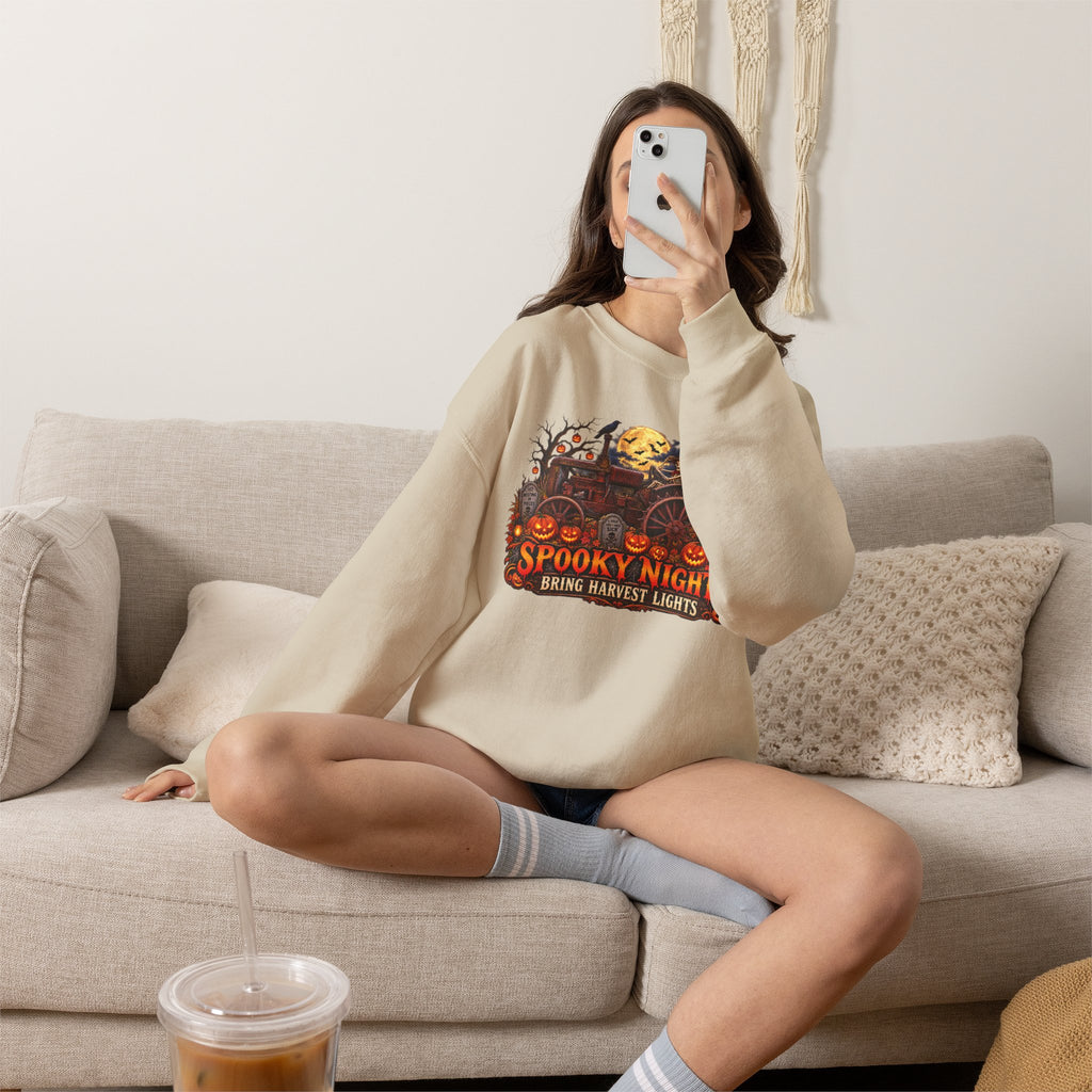 Spooky Nights Harvest Lights sweatshirt | Halloween pumpkin moon crewneck