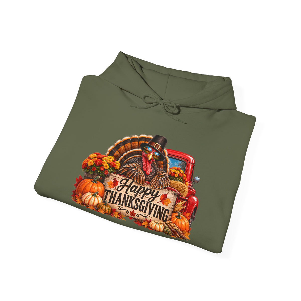Thanksgiving Vintage Truck Hoodie – Happy Thanksgiving Fall Harvest Sweatshirt