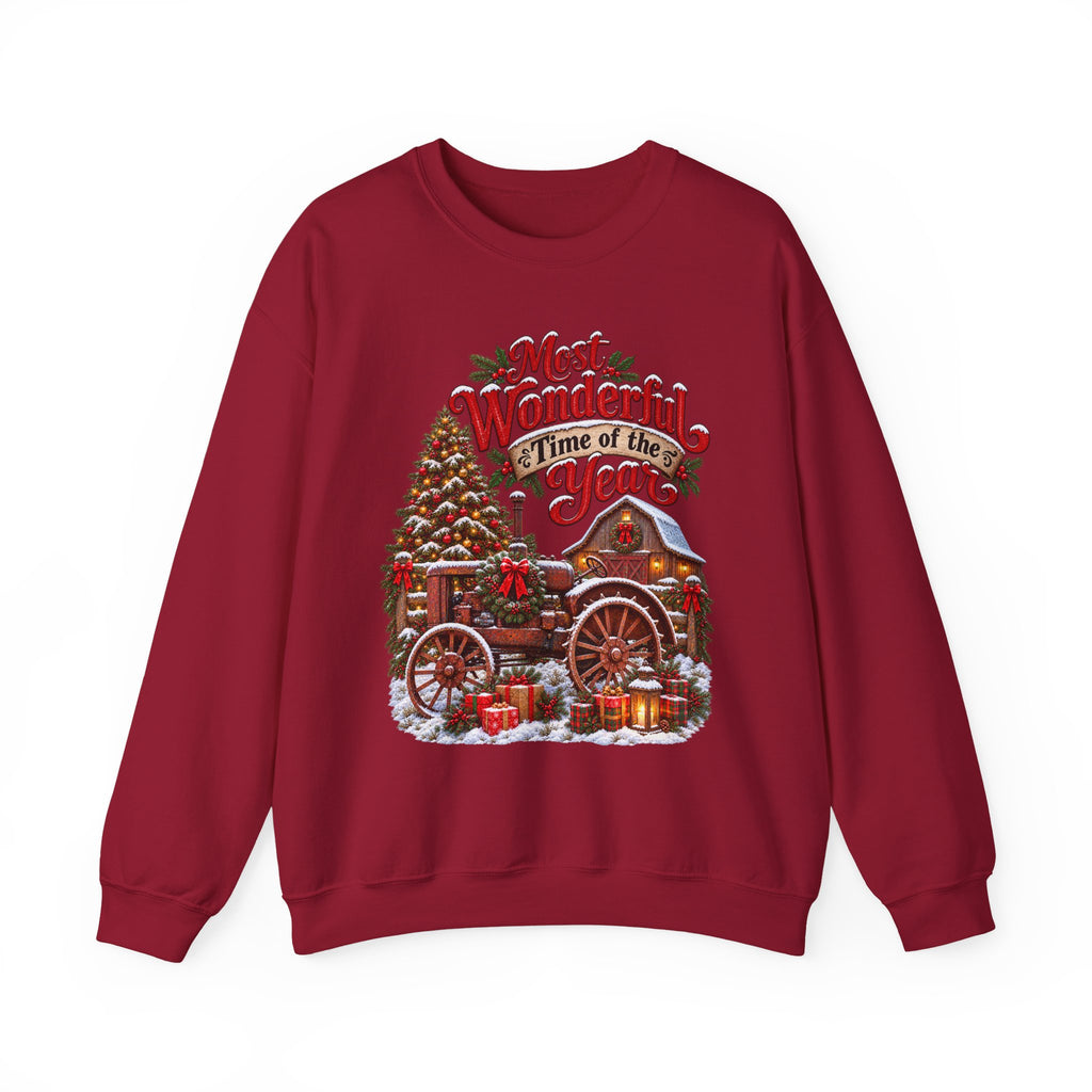 Most Wonderful Time of the Year Sweatshirt | Christmas Vintage Wagon Tree Design