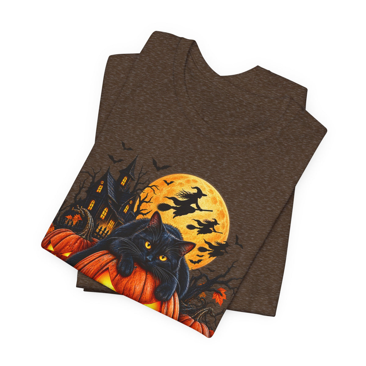 Trick or Treat Jack-O'-Lanterns Pumpkin Cat T-Shirt | Halloween Tee, Spooky Haunted Moon