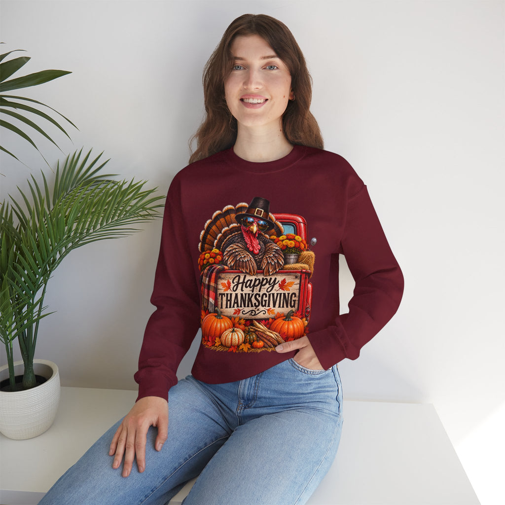 Happy Thanksgiving Turkey Sweatshirt — Fall Pumpkin Harvest Crewneck
