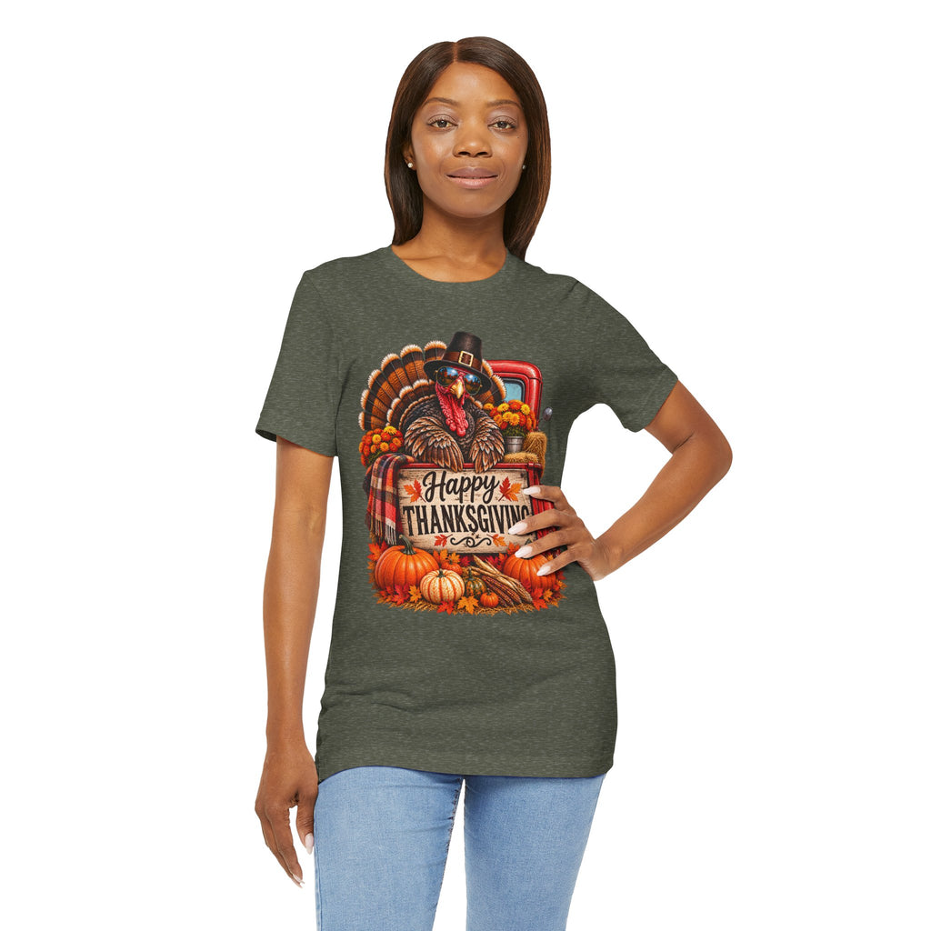 Thanksgiving Turkey T-Shirt – "Happy Thanksgiving" Fall Harvest Tee