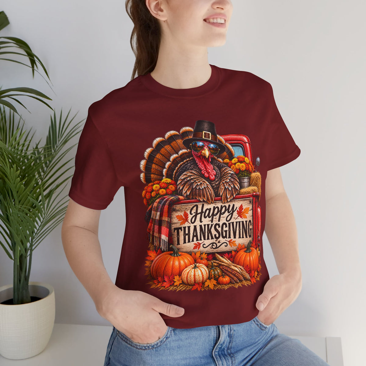 Thanksgiving Turkey T-Shirt – "Happy Thanksgiving" Fall Harvest Tee