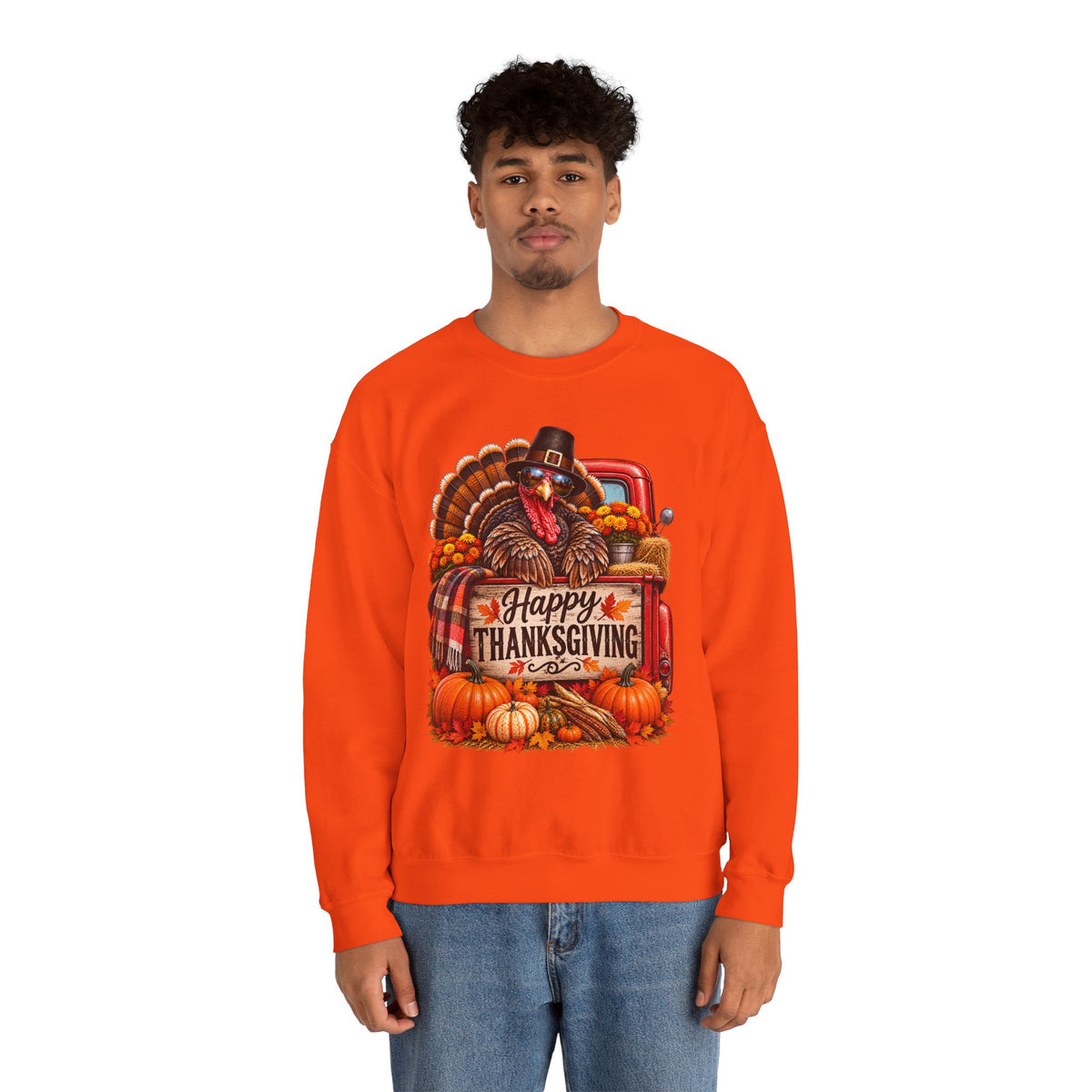 Happy Thanksgiving Turkey Sweatshirt — Fall Pumpkin Harvest Crewneck