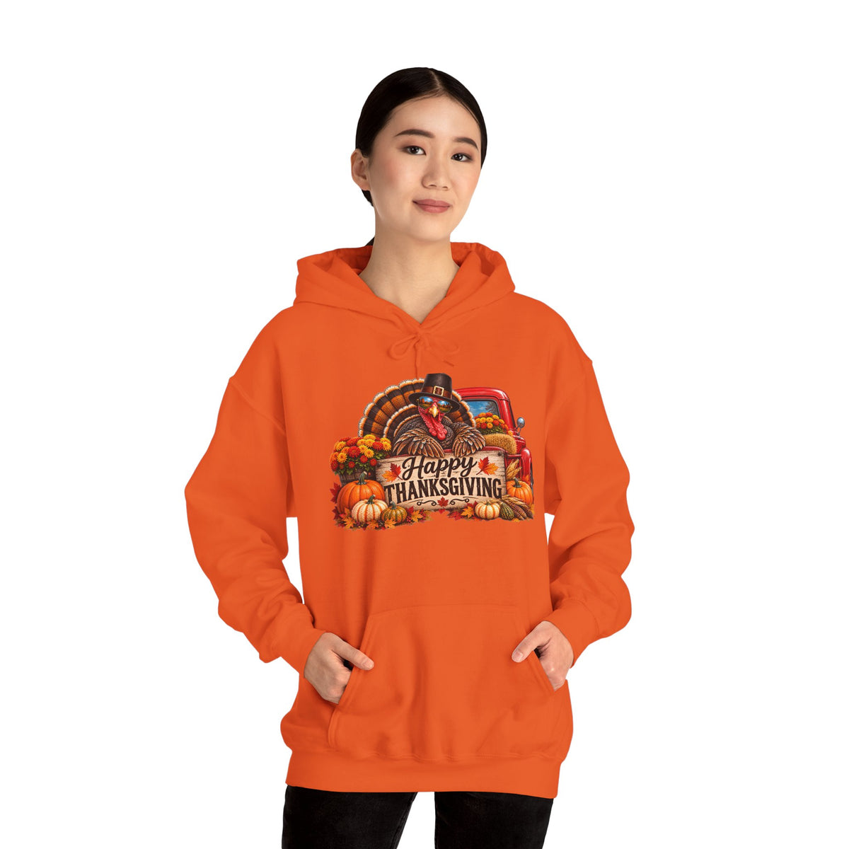 Thanksgiving Vintage Truck Hoodie – Happy Thanksgiving Fall Harvest Sweatshirt