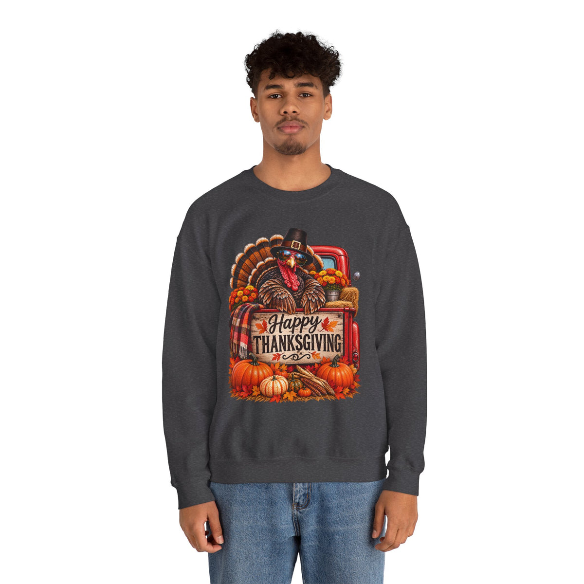 Happy Thanksgiving Turkey Sweatshirt — Fall Pumpkin Harvest Crewneck