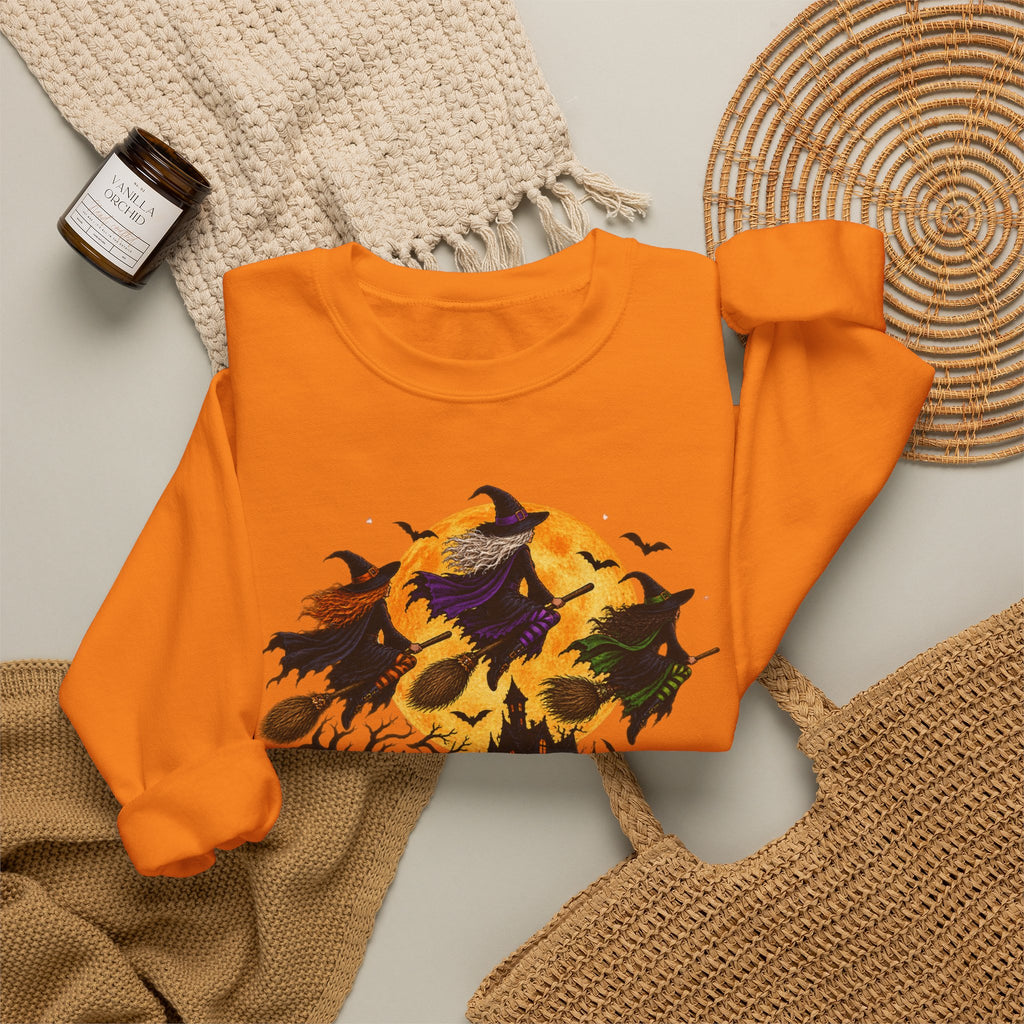 Witching You a Happy Halloween Crewneck Sweatshirt | Halloween Skull Moon Design