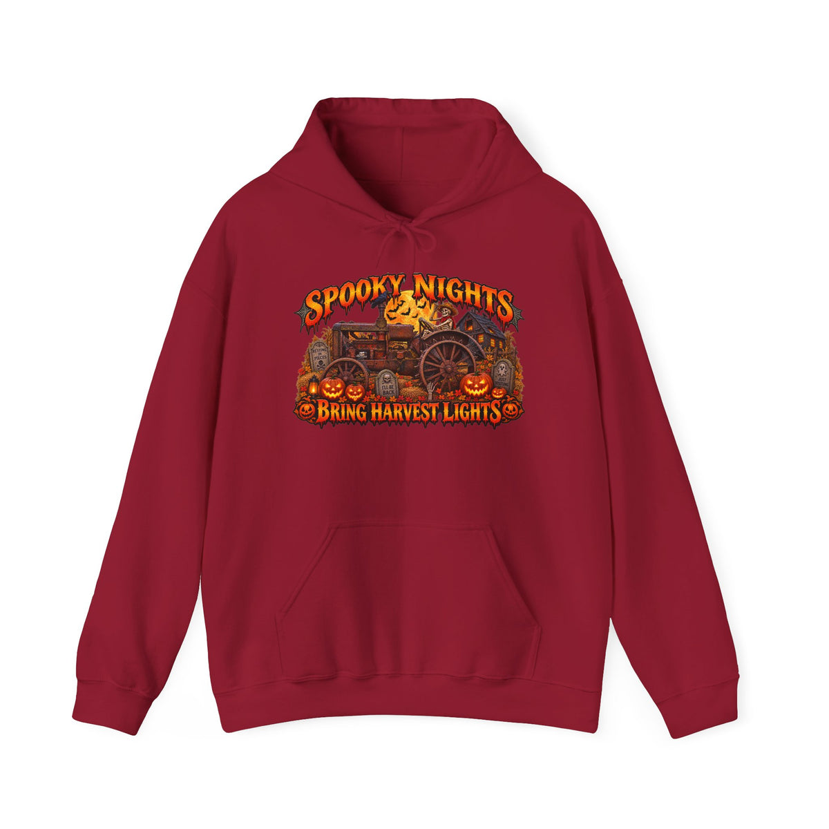 Spooky Nights Bring Harvest Lights Hoodie | Halloween Pumpkin Wagon Sweatshirt