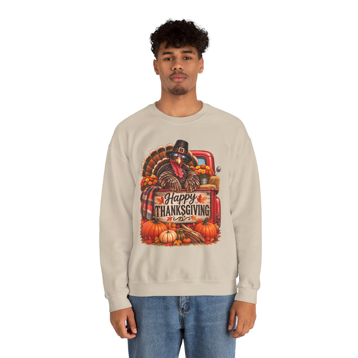 Happy Thanksgiving Turkey Sweatshirt — Fall Pumpkin Harvest Crewneck