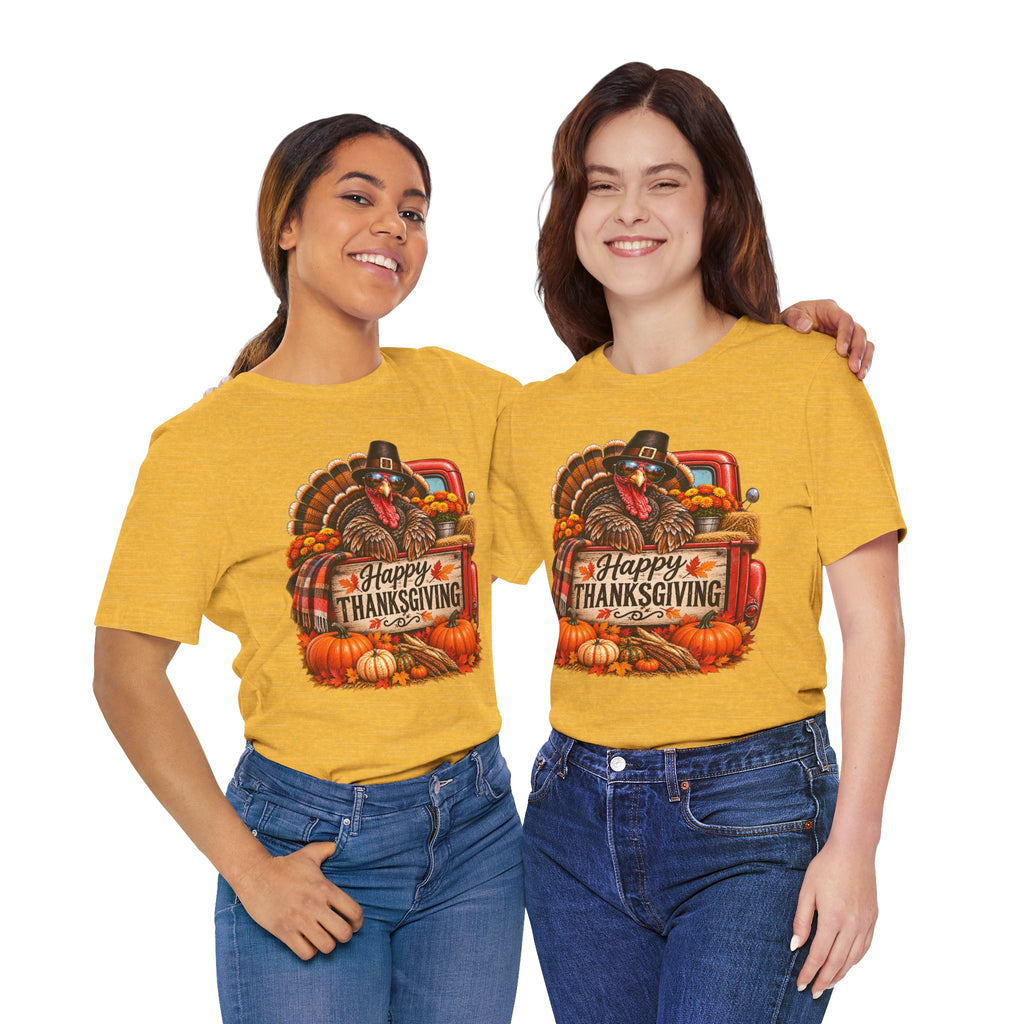 Thanksgiving Turkey T-Shirt – "Happy Thanksgiving" Fall Harvest Tee