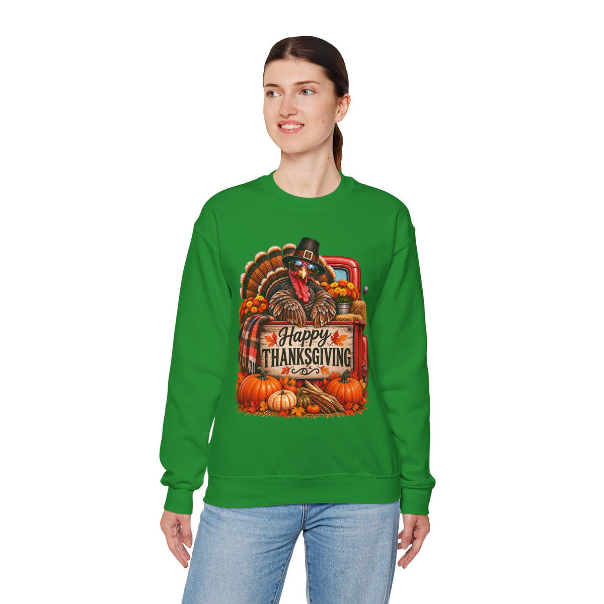 Happy Thanksgiving Turkey Sweatshirt — Fall Pumpkin Harvest Crewneck