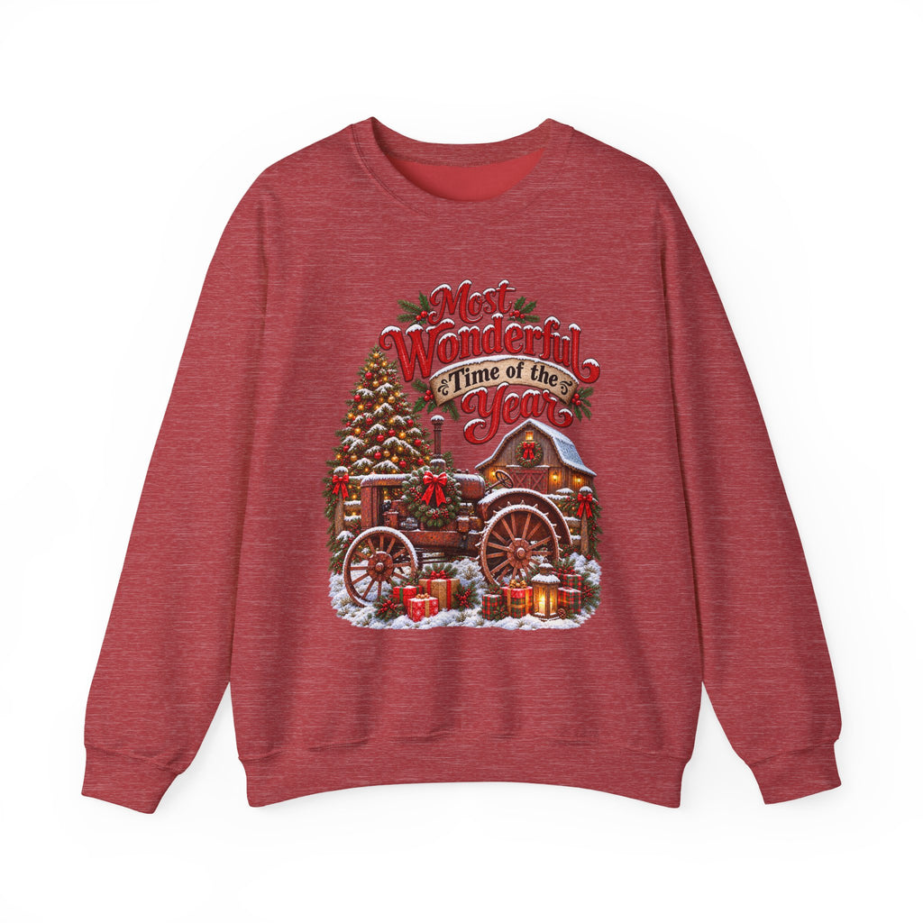 Most Wonderful Time of the Year Sweatshirt | Christmas Vintage Wagon Tree Design