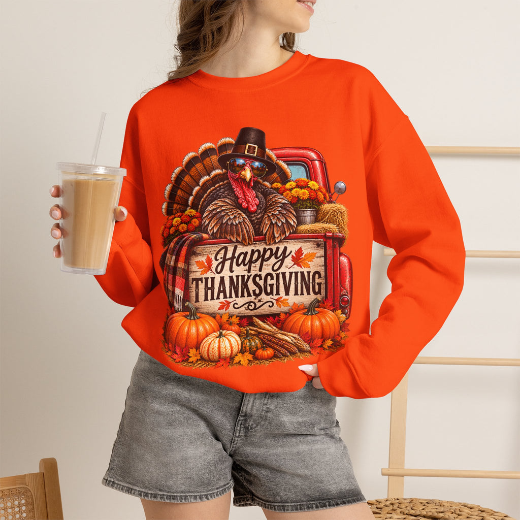 Happy Thanksgiving Turkey Sweatshirt — Fall Pumpkin Harvest Crewneck