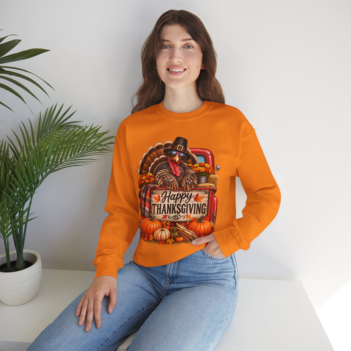 Happy Thanksgiving Turkey Sweatshirt — Fall Pumpkin Harvest Crewneck