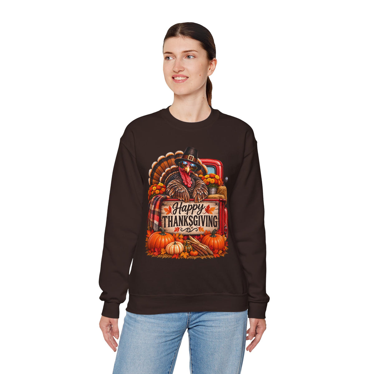 Happy Thanksgiving Turkey Sweatshirt — Fall Pumpkin Harvest Crewneck