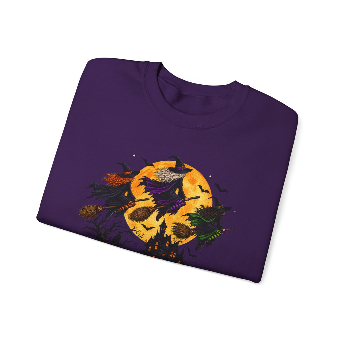 Witching You a Happy Halloween Crewneck Sweatshirt | Halloween Skull Moon Design