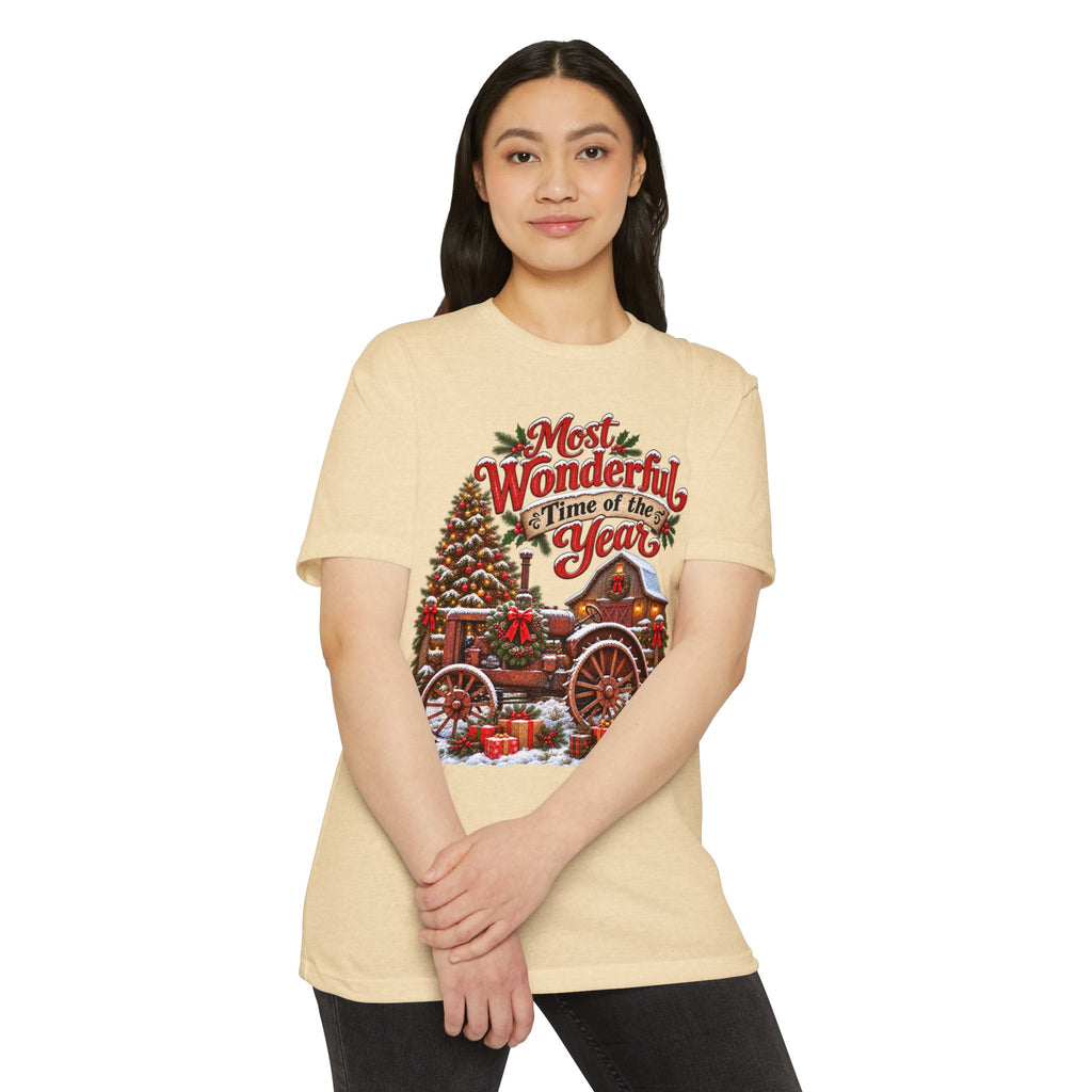 Most Wonderful Time of the Year Christmas T-Shirt | Vintage Holiday Wagon Design