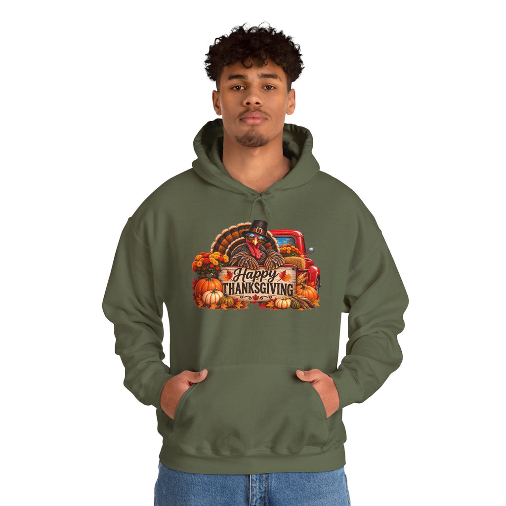 Thanksgiving Vintage Truck Hoodie – Happy Thanksgiving Fall Harvest Sweatshirt