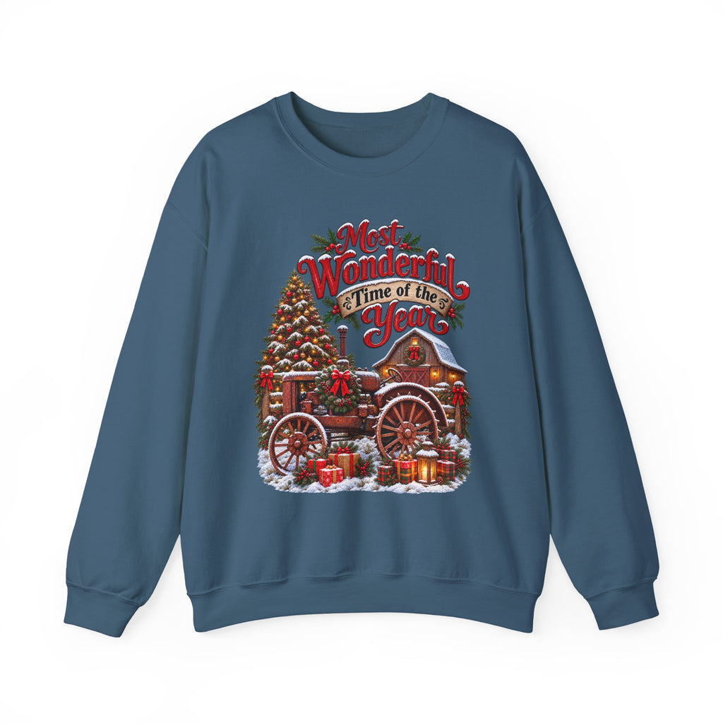 Most Wonderful Time of the Year Sweatshirt | Christmas Vintage Wagon Tree Design