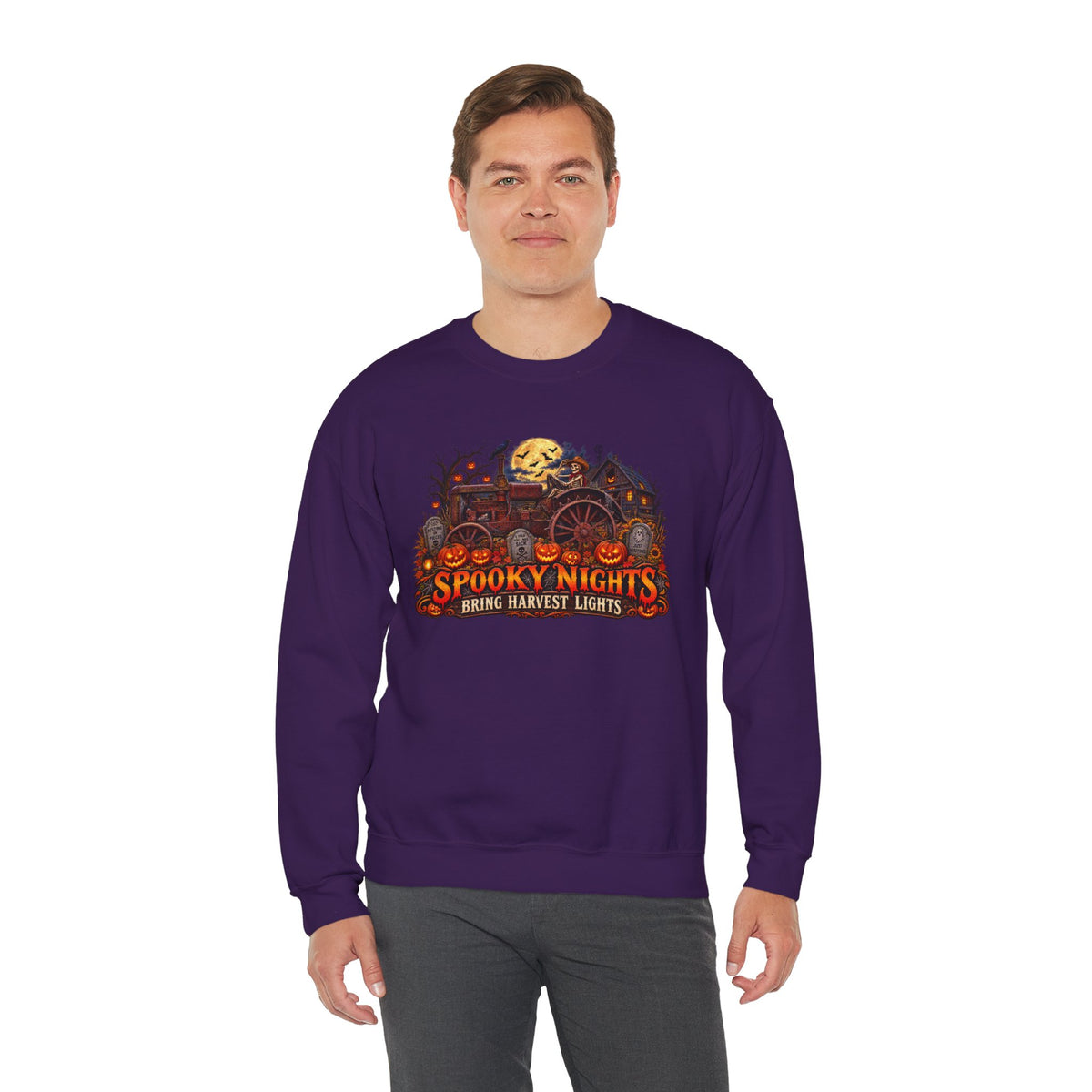 Spooky Nights Harvest Lights sweatshirt | Halloween pumpkin moon crewneck