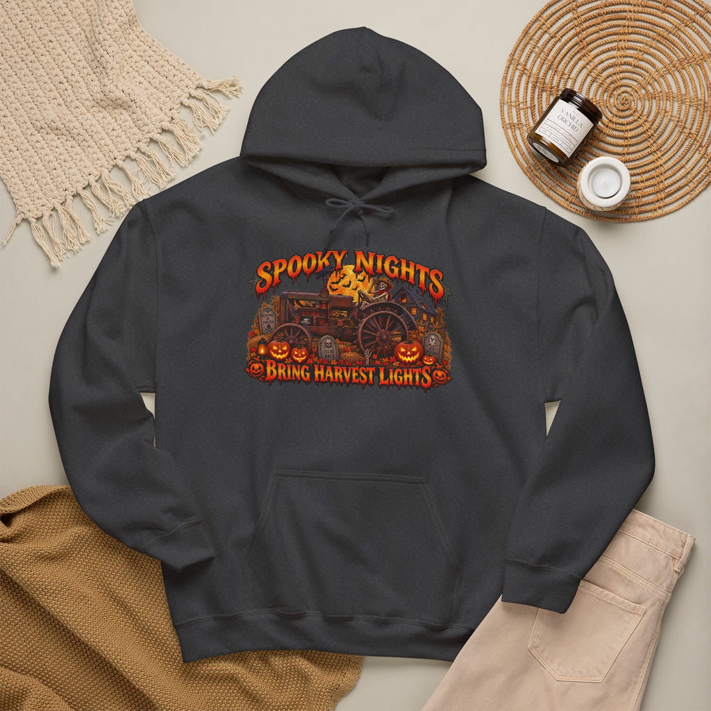 Spooky Nights Bring Harvest Lights Hoodie | Halloween Pumpkin Wagon Sweatshirt