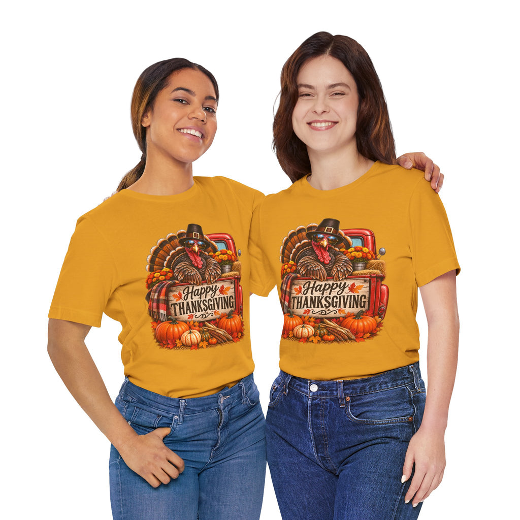 Thanksgiving Turkey T-Shirt – "Happy Thanksgiving" Fall Harvest Tee
