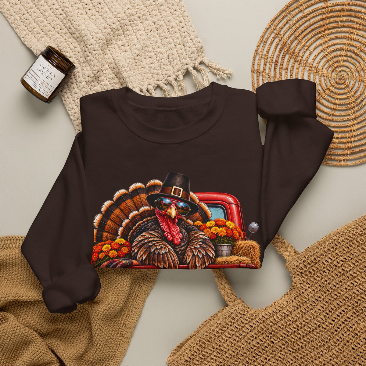 Happy Thanksgiving Turkey Sweatshirt — Fall Pumpkin Harvest Crewneck