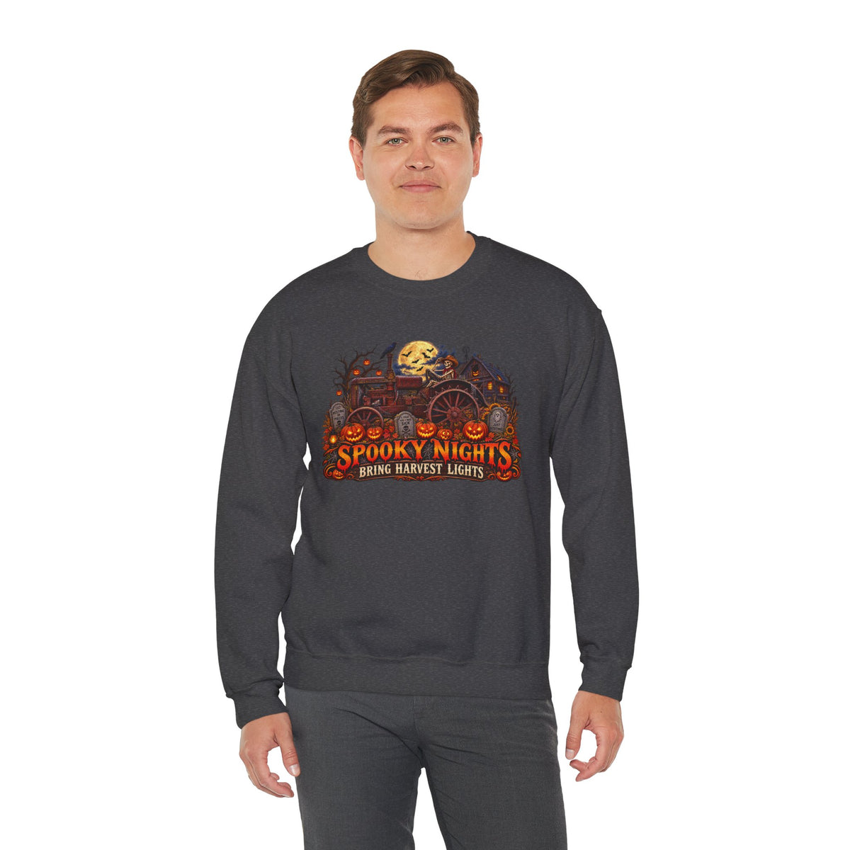 Spooky Nights Harvest Lights sweatshirt | Halloween pumpkin moon crewneck